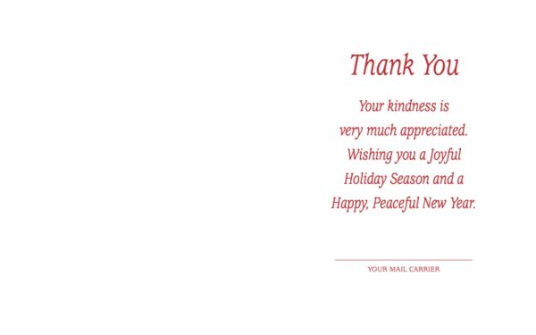 #2501V1 - Mailbox with Holly Postman "Thank You" Greeting Card - Image 2