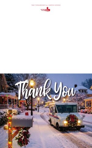 #2600V1 - Mail Truck Wreath "Thank You" Greeting Card