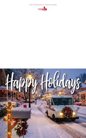 #2600V2 - Mail Truck Wreath "Happy Holidays" Greeting Card