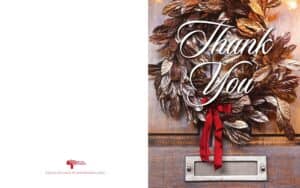 #CC2600 – Wreath on Door “Thank You” Greeting Card